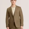WINFRED Single Breasted Two Button Notch Flat Front Linen Suit Jacket