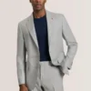 WINFRED Single Breasted Two Button Notch Flat Front Linen Suit Jacket