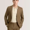 WINFRED Single Breasted Two Button Notch Flat Front Linen Suit Jacket