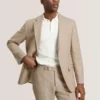 WINFRED Single Breasted Two Button Notch Flat Front Linen Suit Jacket