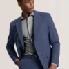 WINFRED Single Breasted Two Button Notch Flat Front Seersucker Suit Jacket