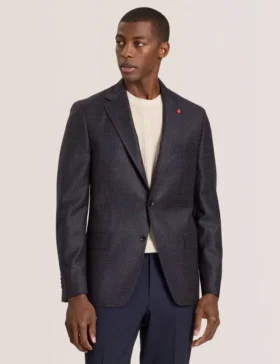 WINFRED Single Breasted Two Button Notch Fully Fashioned Plaid Jacket