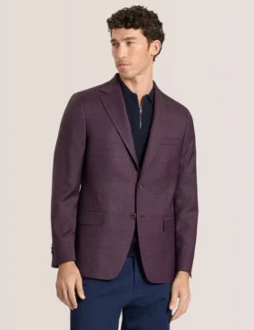 WINFRED Single Breasted Two Button Notch Fully Fashioned Plaid Jacket