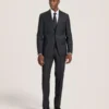 WRIGHT-GRID Single Breasted Two Button Notch Fully Fashioned Grid Suit Jacket