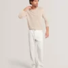 YAEN Rolled Edge Linen Blend Crew Neck Jumper