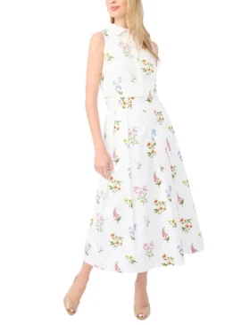 YORK Cotton Floral Sleeveless Cropped Shirt