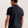 ZARKES Ribbed Texture Zip Neck Cotton Polo Shirt