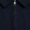 ZARKES Ribbed Texture Zip Neck Cotton Polo Shirt