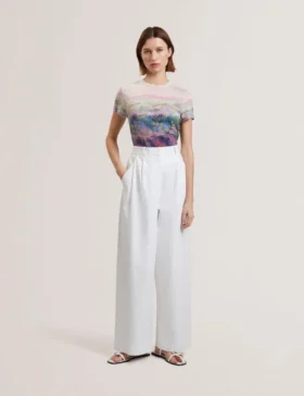 ZOZIA Cotton Pleated Front Wide Leg Trousers